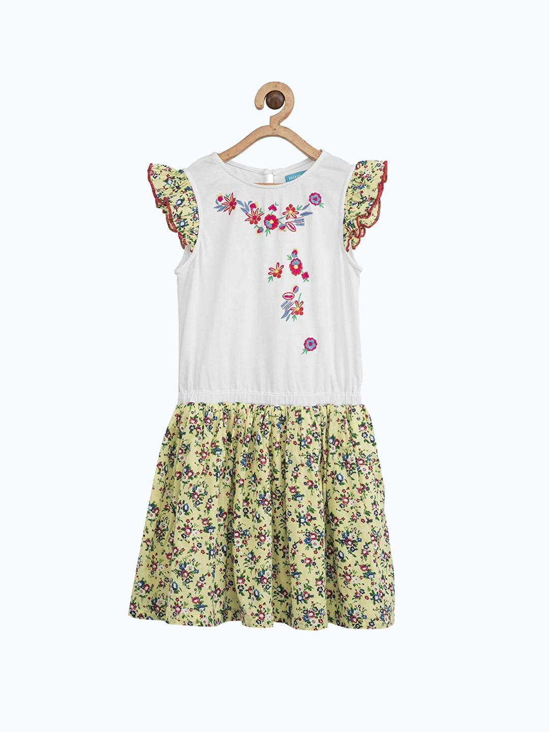 

Miyo Girls Floral Cotton Dress, Green