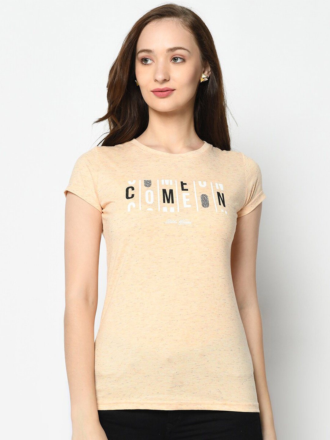 

Duke Typography Printed Cotton Top, Beige