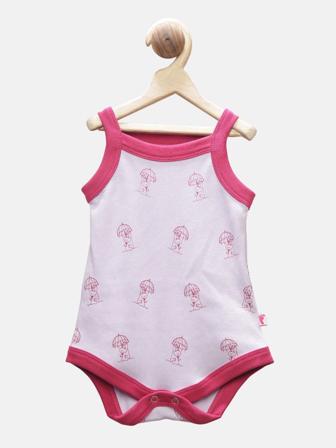 

First Kick Kids Printed Pure Cotton Sleeveless Bodysuit, Pink