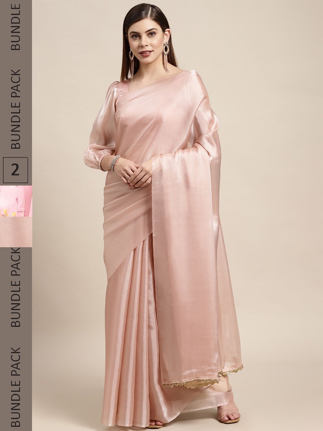 

AVANSHEE Pack Of 2 Floral Silk Blend Saree, Pink