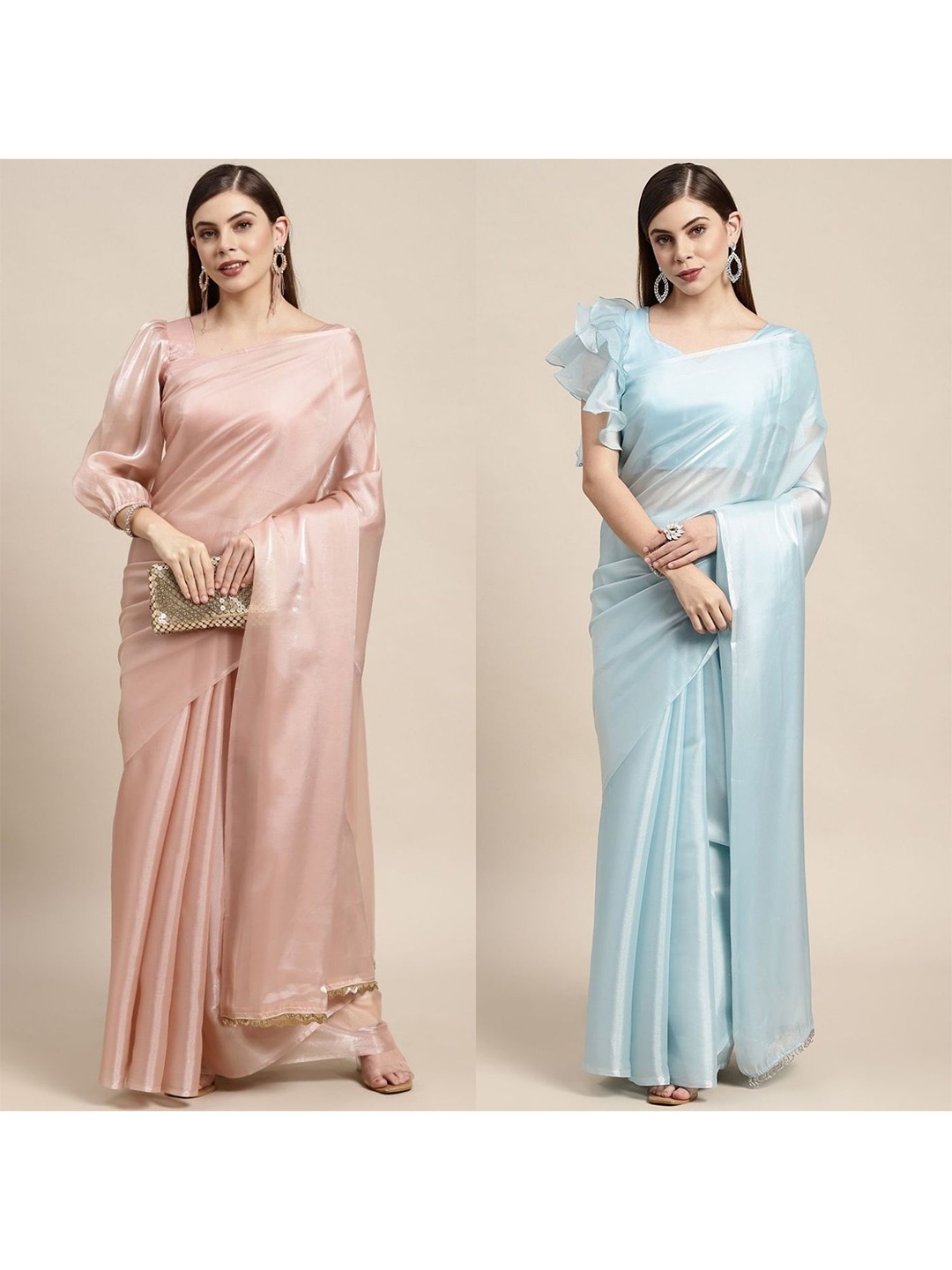 

AVANSHEE Pack of 2 Silk Blend Saree, Peach