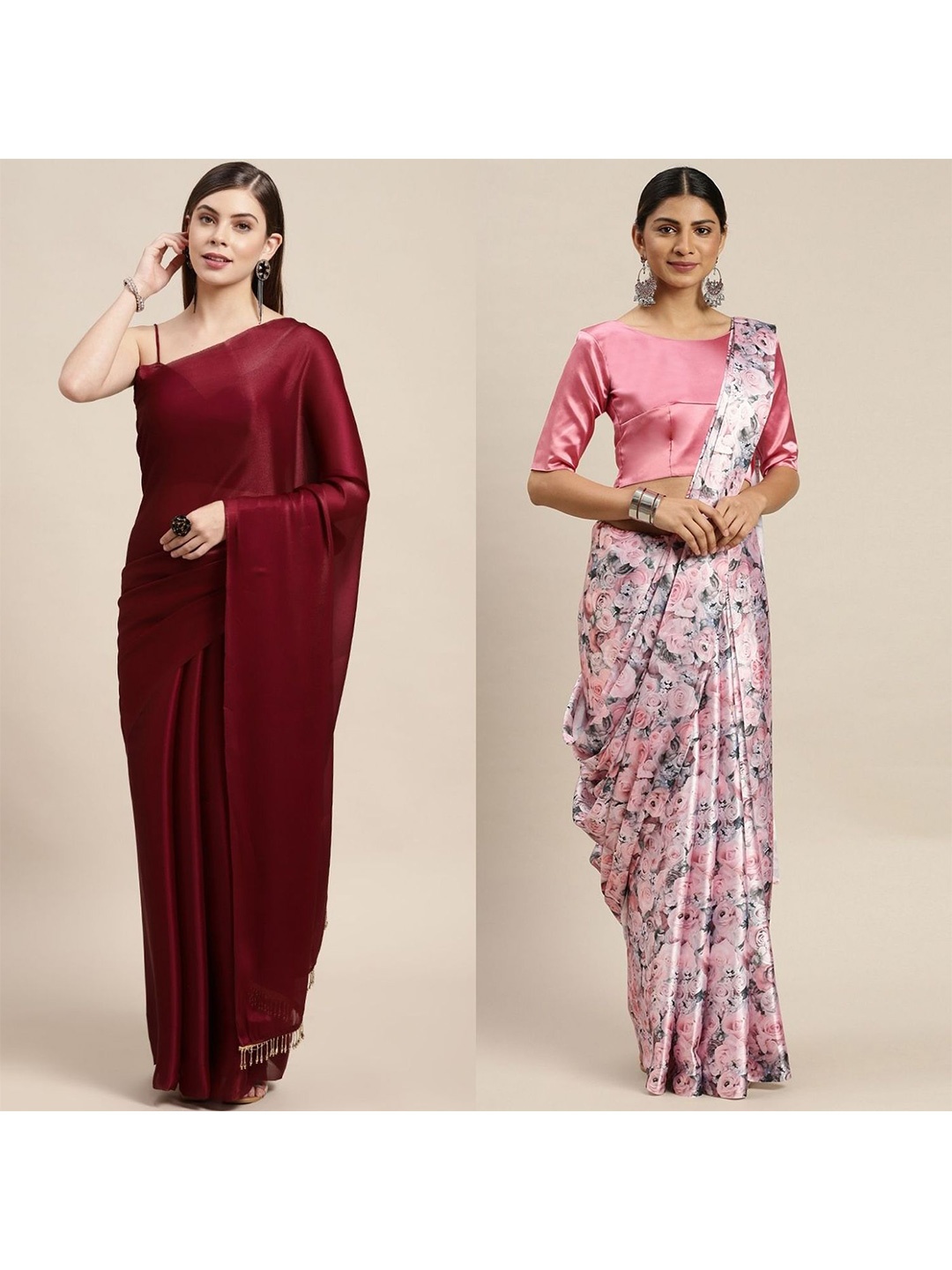 

AVANSHEE Floral Printed Saree, Pink