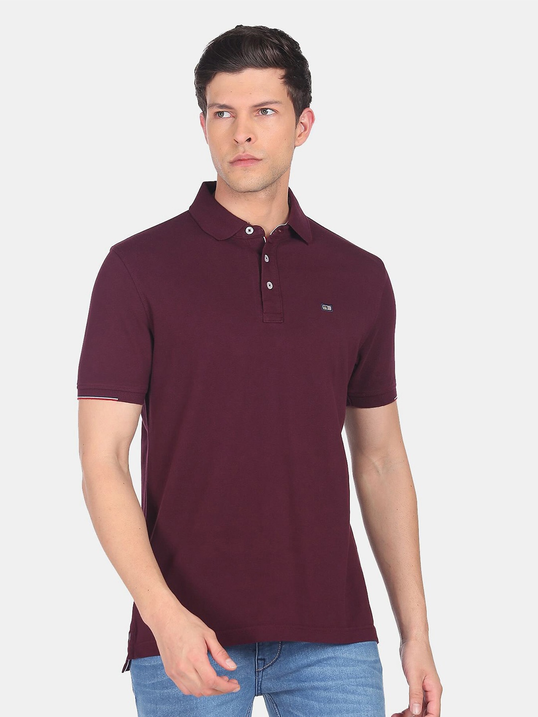 

Arrow Sport Men Polo Collar Pure Cotton T-shirt, Purple