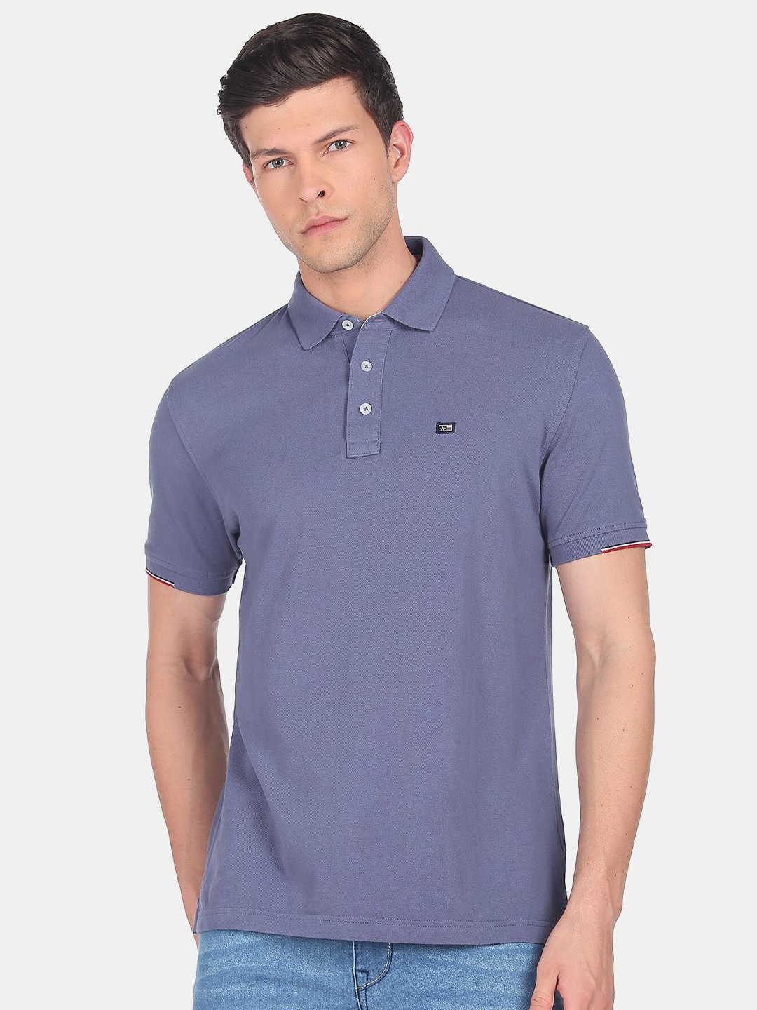 

Arrow Sport Men Polo Collar Pure Cotton T-shirt, Blue