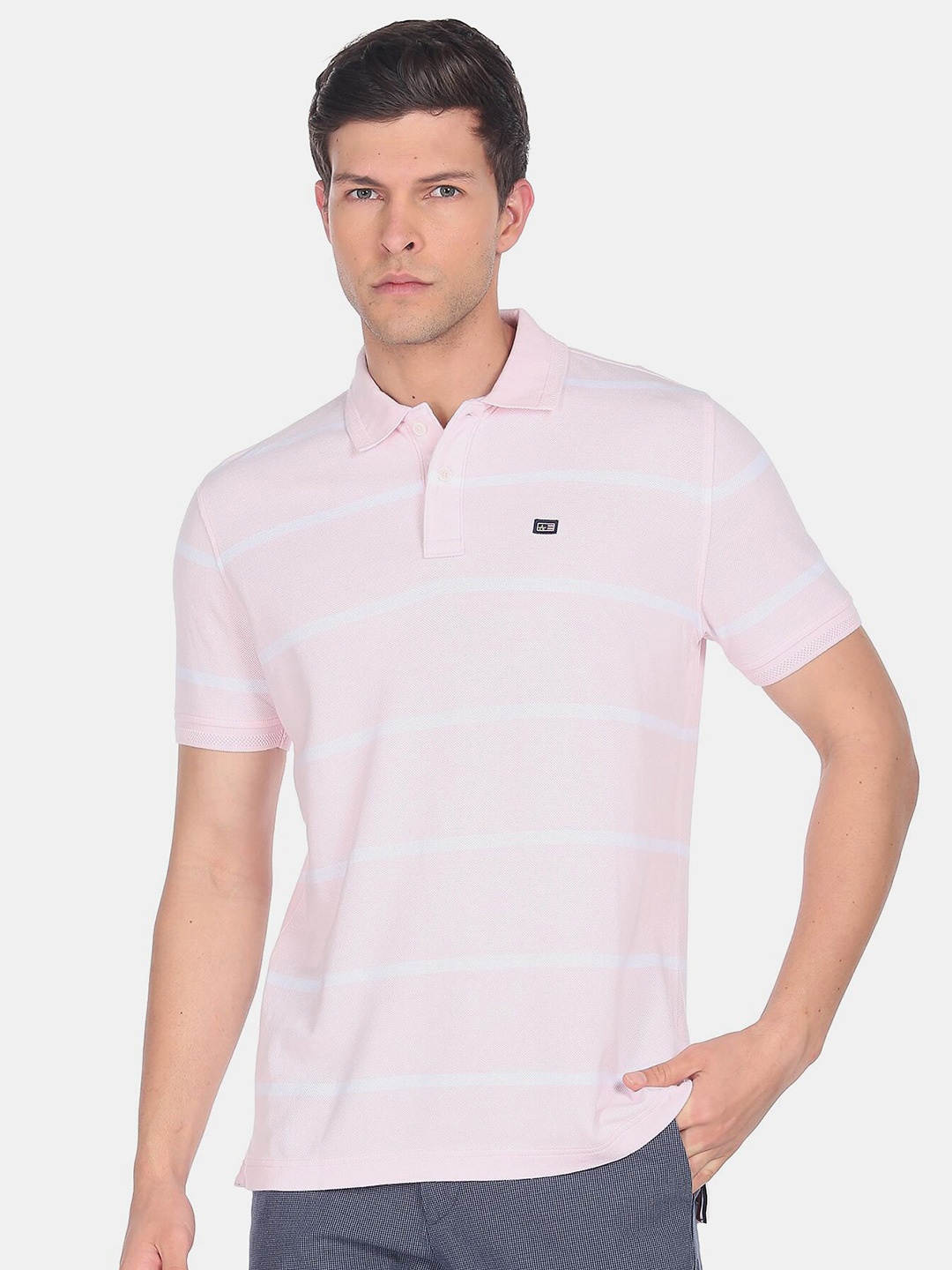 

Arrow Sport Men Striped Cotton Polo Collar T-shirt, Pink