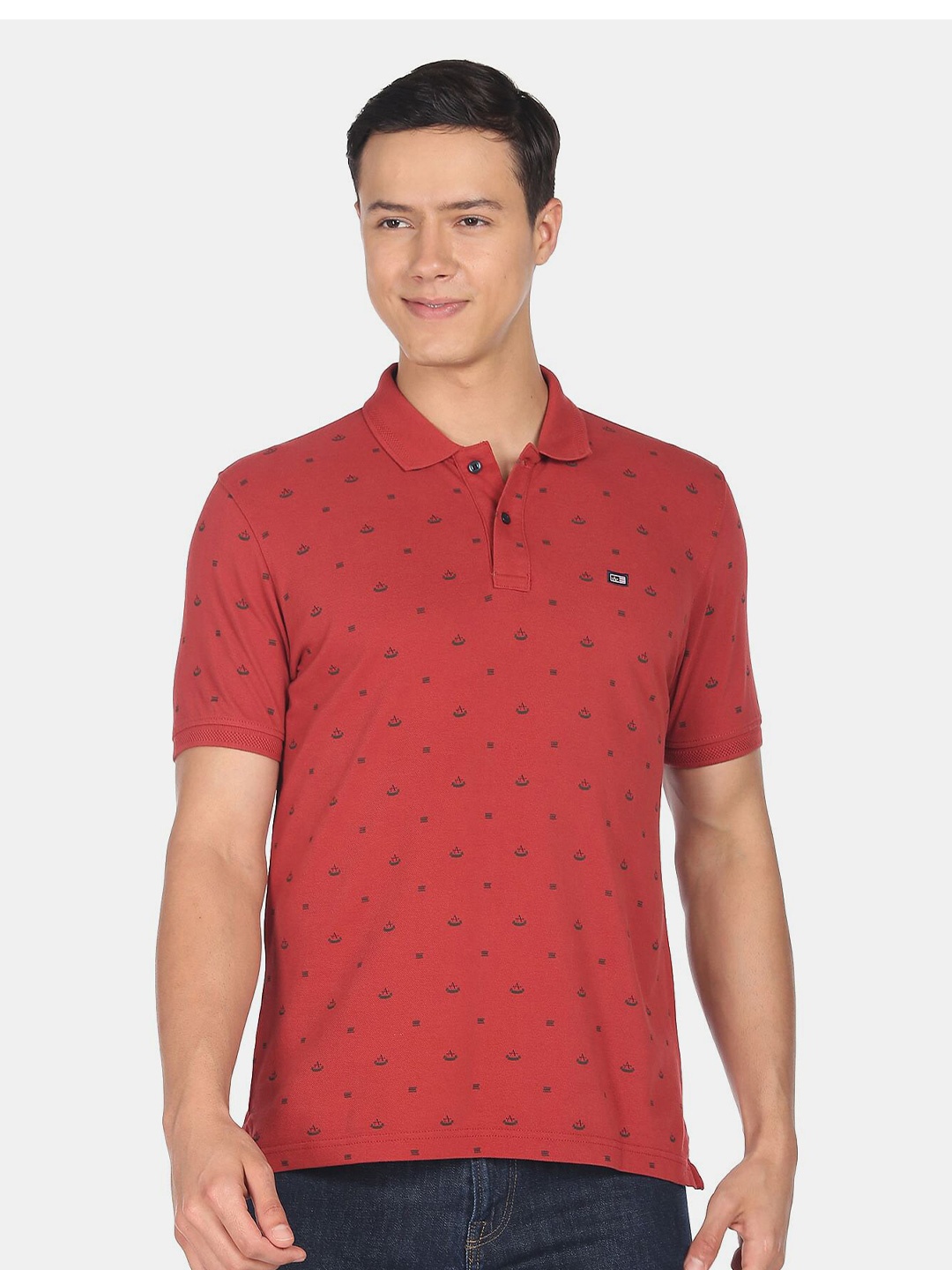 

Arrow Sport Men Cotton Printed Polo Collar T-shirt, Red