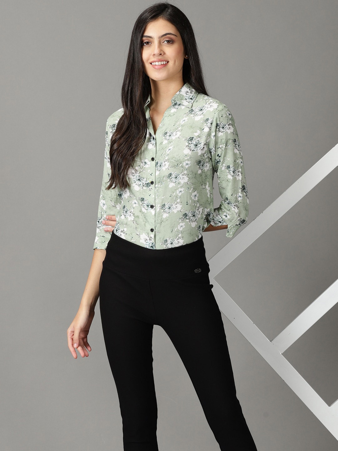 

SHOWOFF Women Printed Casual Shirt, Sea green