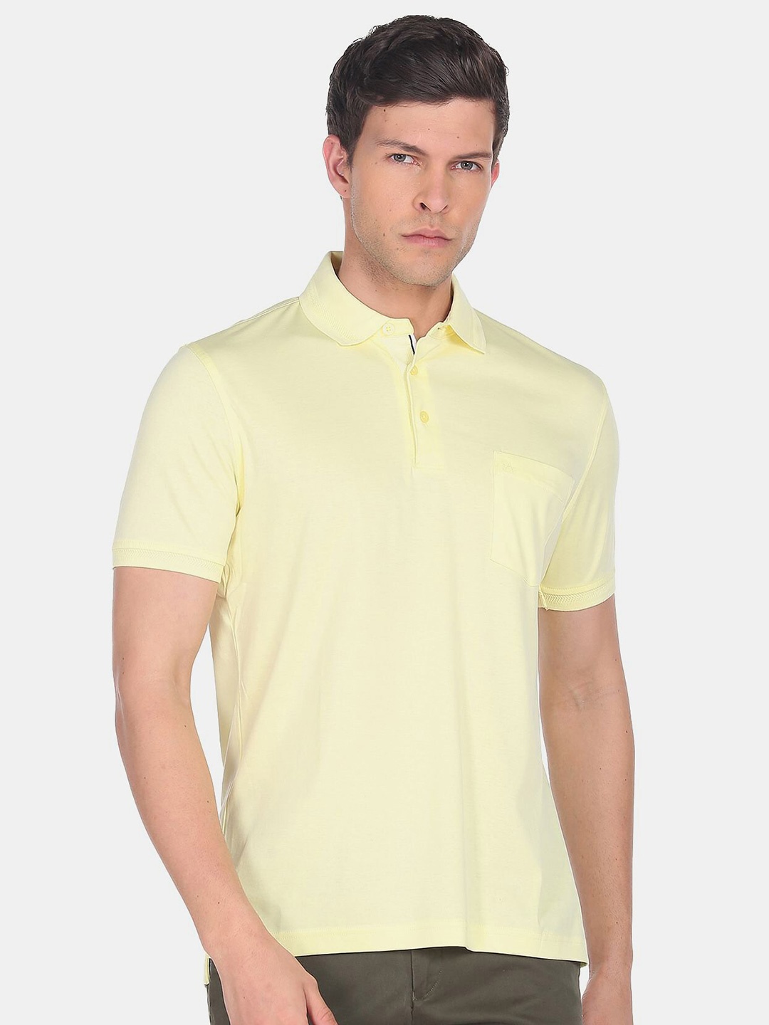 

Arrow Men Polo Collar Pure Cotton T-shirt, Yellow