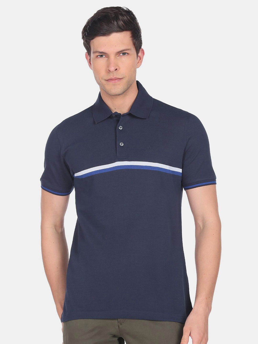 

Arrow Men Solid Polo Collar Pure Cotton T-shirt, Navy blue