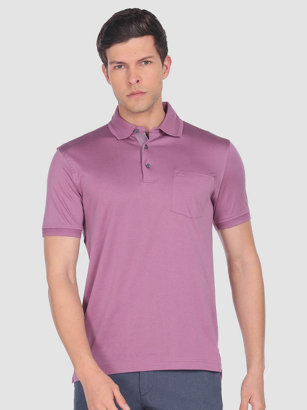 

Arrow Men Solid Polo Collar Pure Cotton T-shirt, Mauve