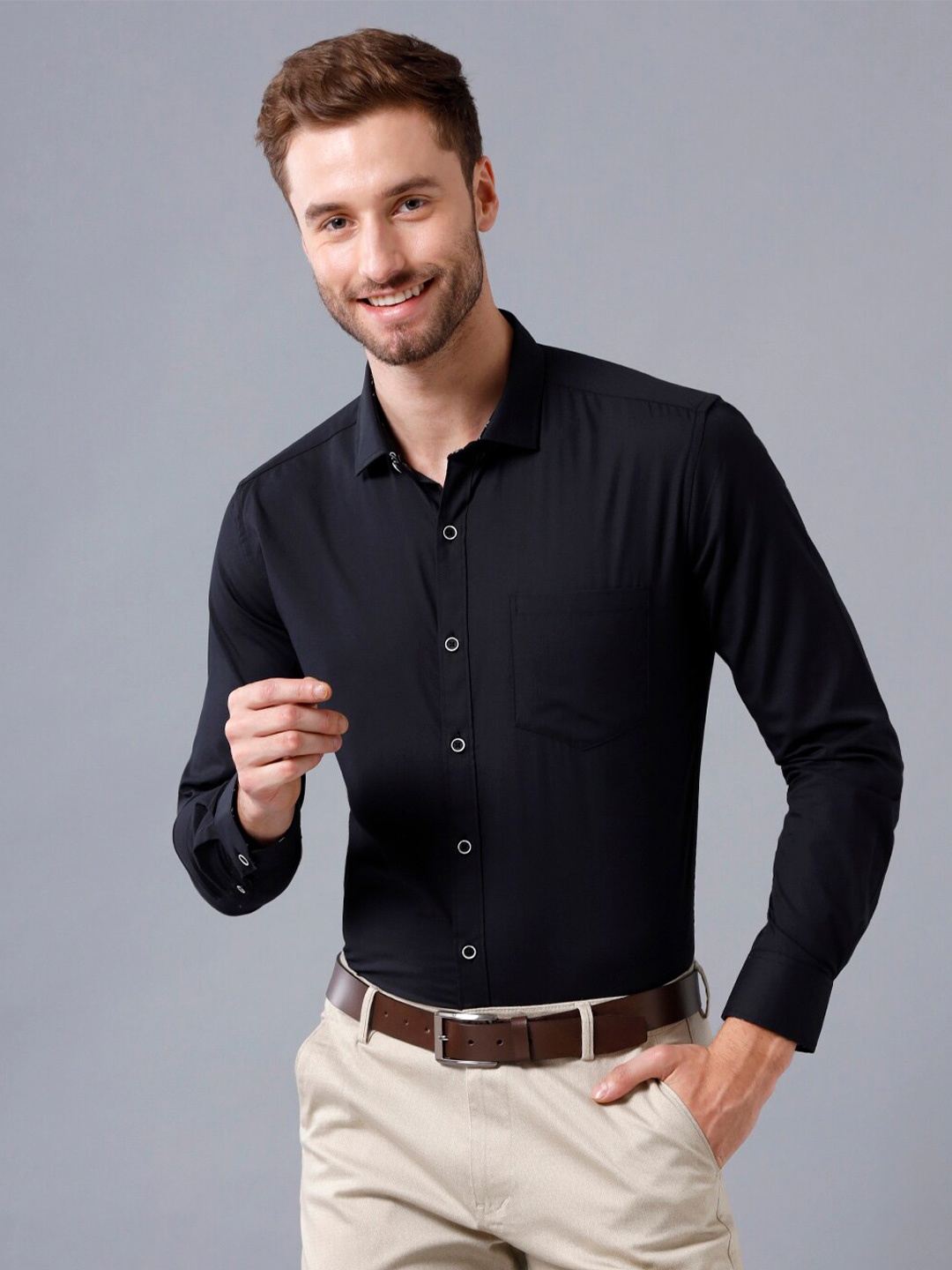 

YOVISH Men Premium Slim Fit Casual Cotton Shirt, Black