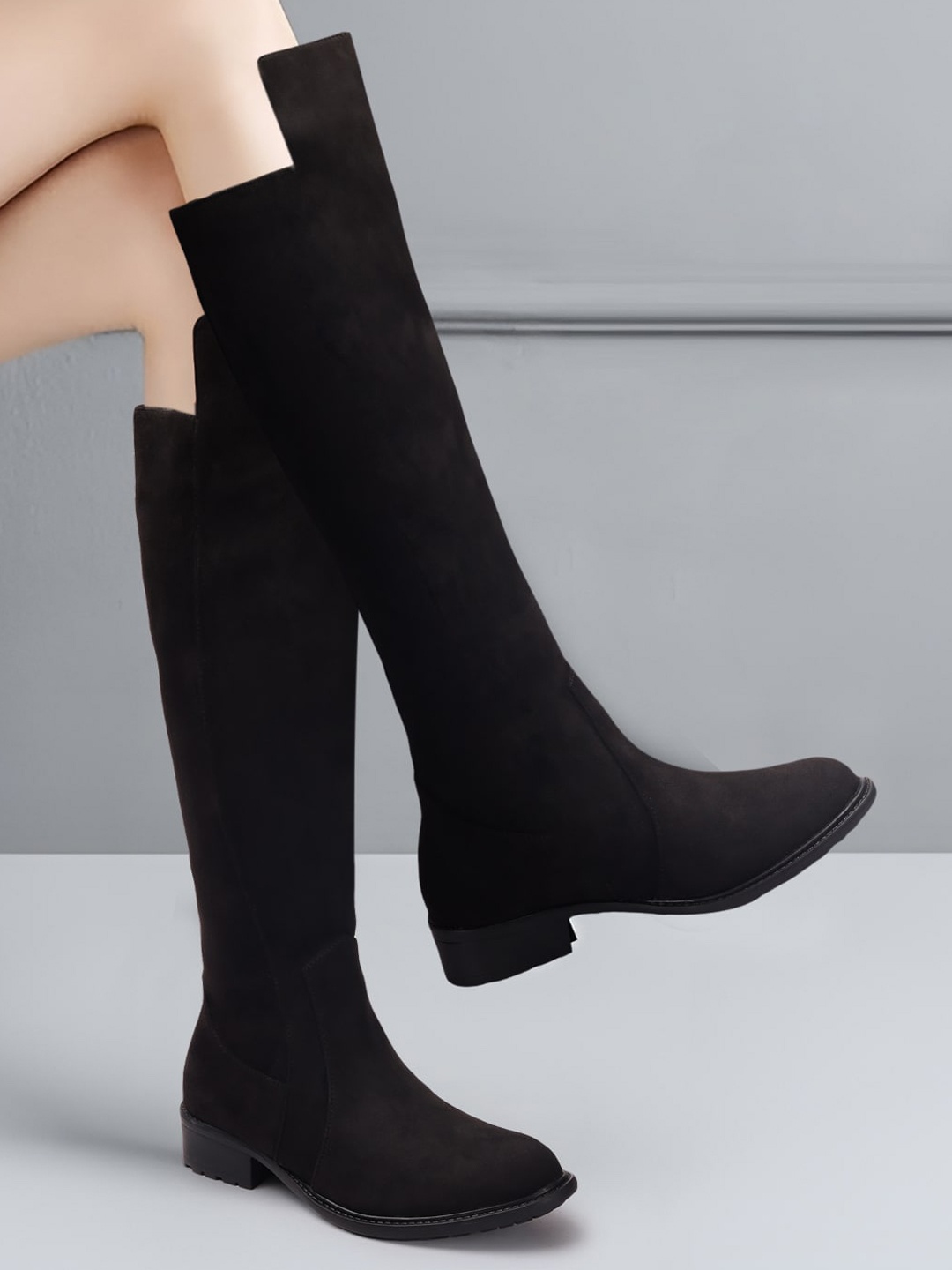

ELLE Women Heeled High-Top Regular Boots, Black