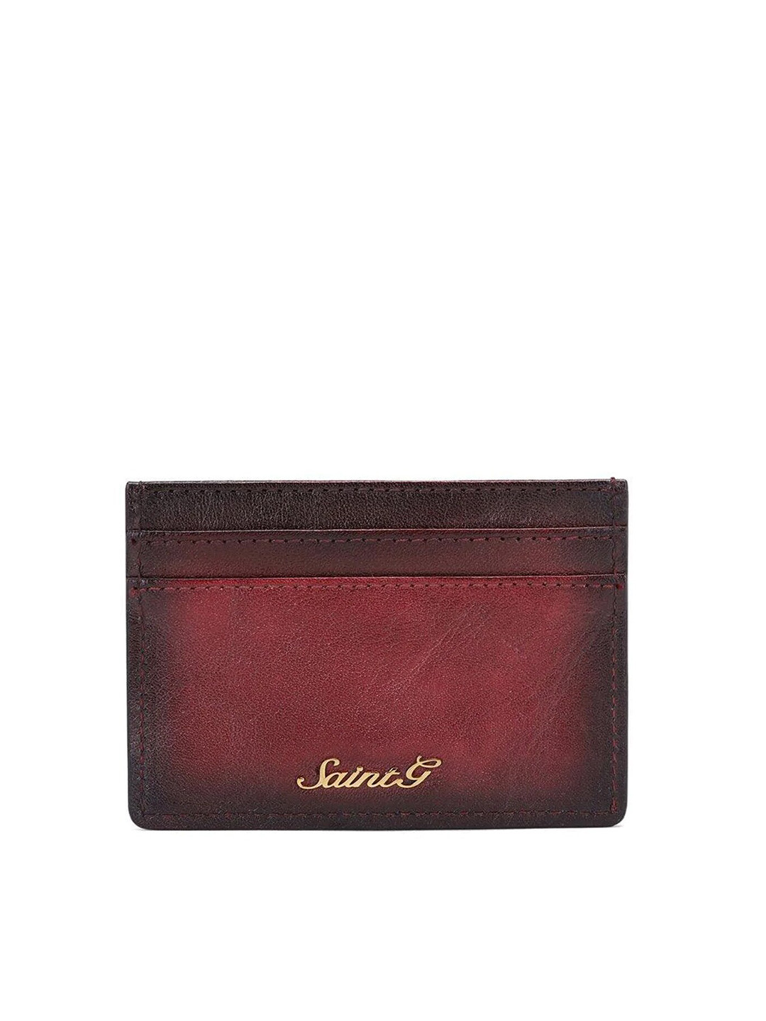 

Saint G Men Textured Leather Card Holder, Red