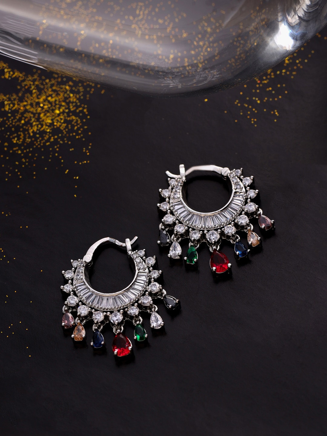 

THE AAB STUDIO Rhodium plated Circular Hoop Earrings, Silver