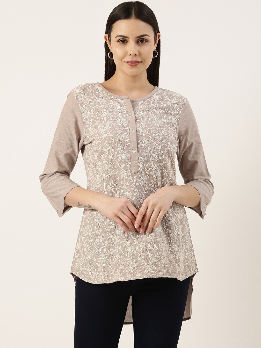

AMUKTI Embroidered Tunic, Beige