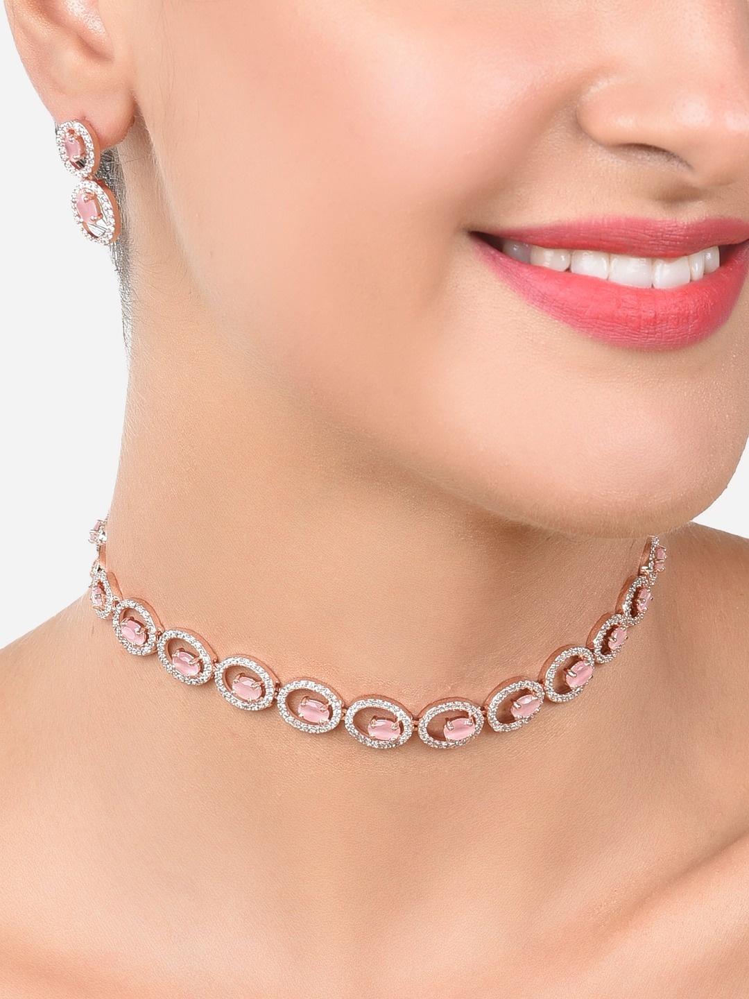 

AMI Rose Gold-Plated CZ Studded Jewellery Set