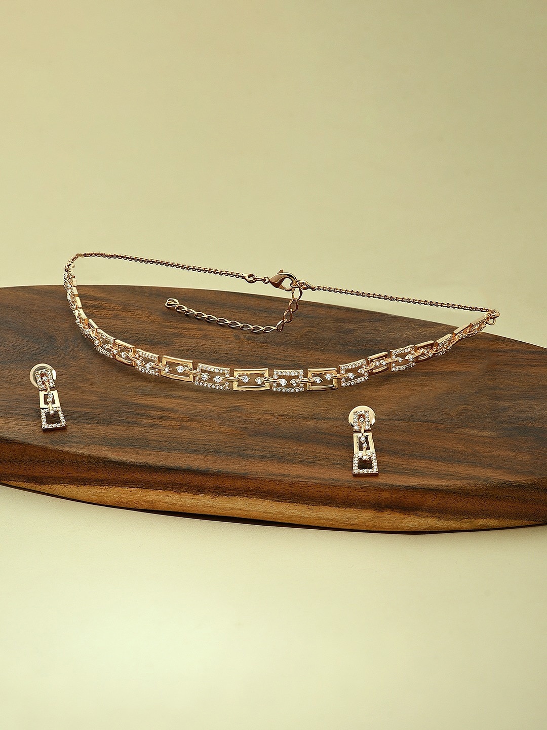 

AMI Rose Gold-Plated CZ Studded Jewellery Set