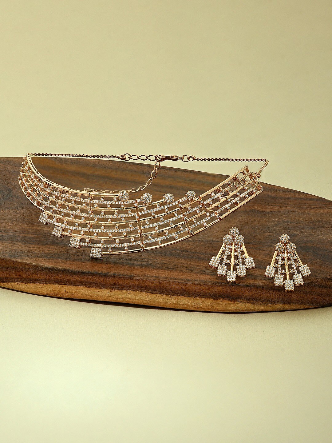

AMI Rose Gold-Plated CZ Studded Jewellery Set