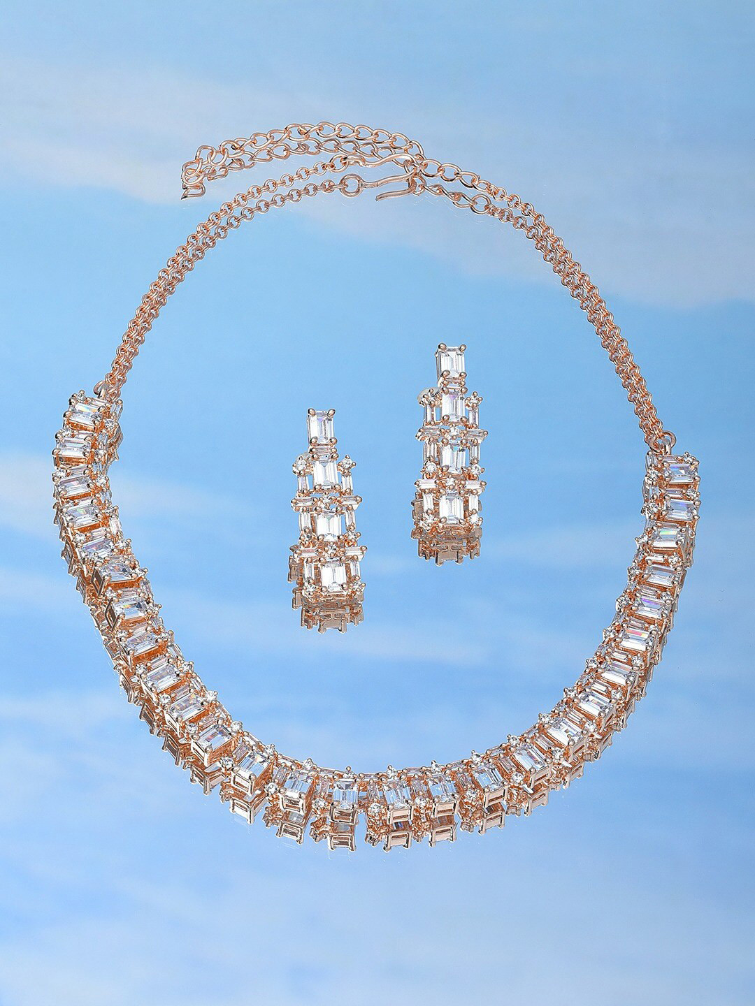 

AMI Rose Gold-Plated CZ Studded Jewellery Set