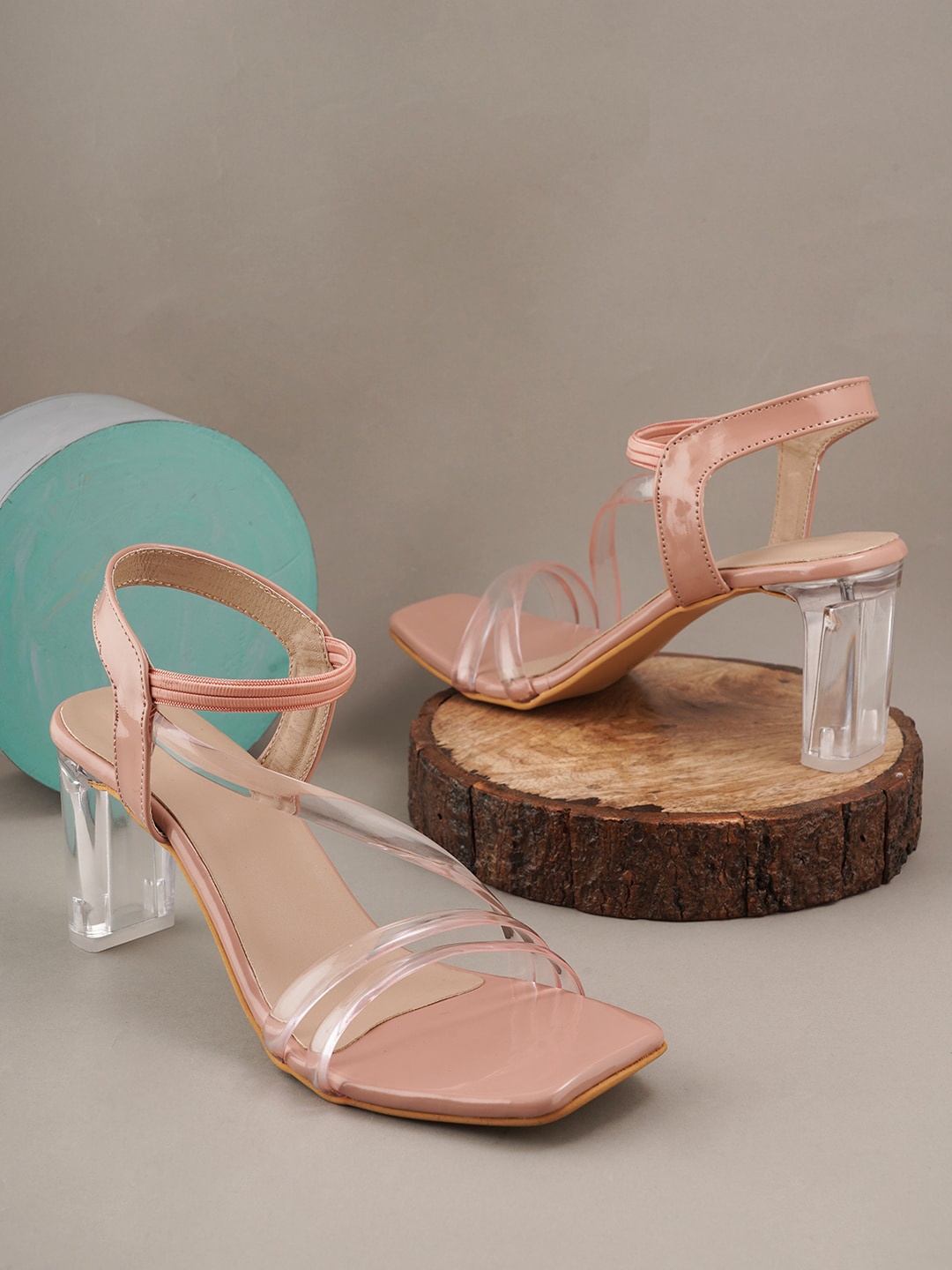 

Walkfree Block Ankle Loop Heels, Peach