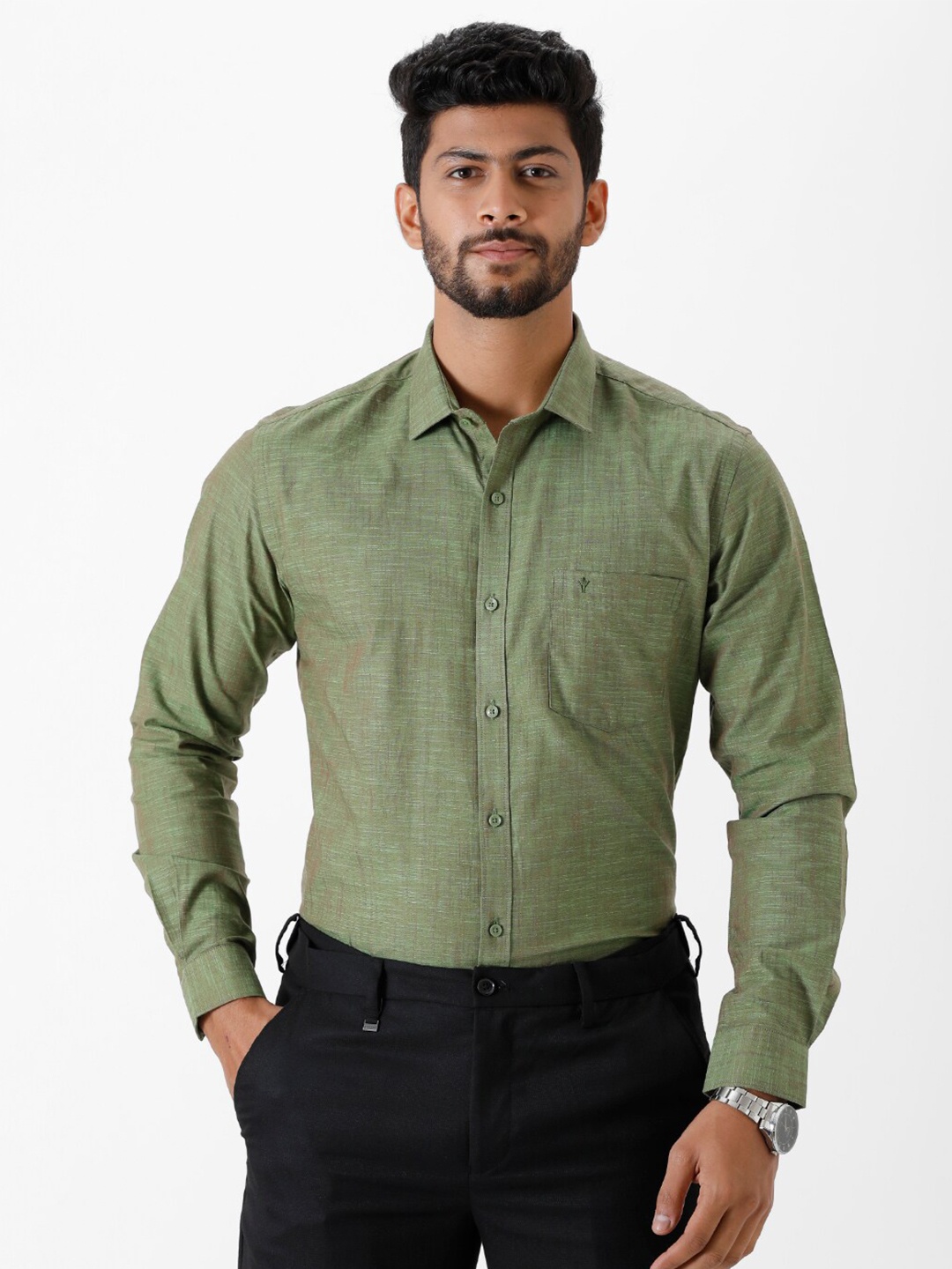 

Ramraj Men Regular Fit Formal Shirt, Green