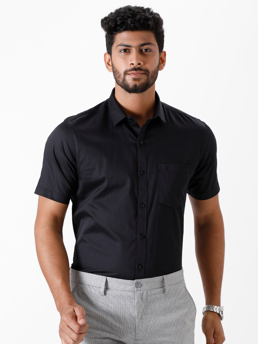 

Ramraj Men Cotton Formal Shirt, Black