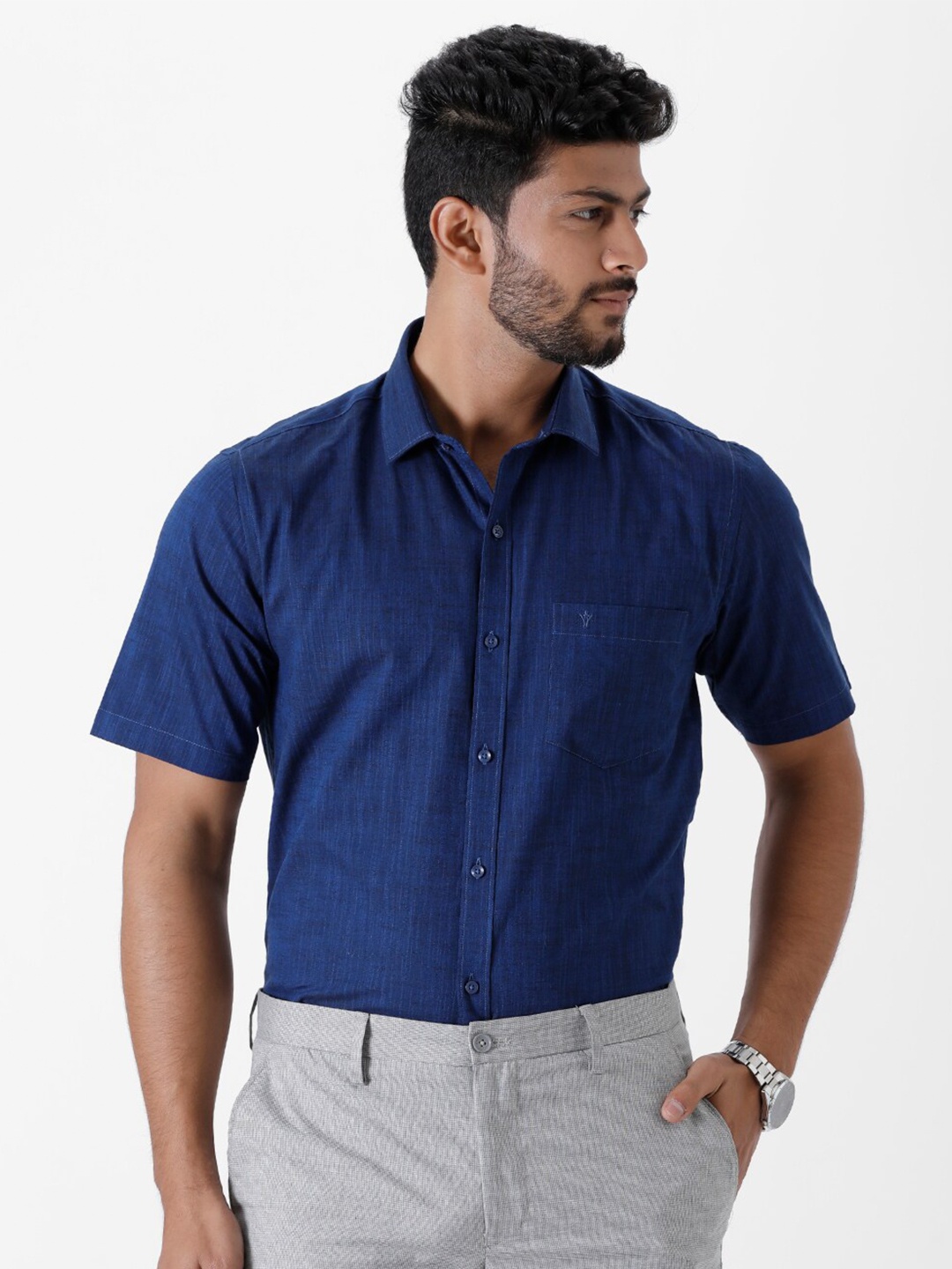 

Ramraj Men Cotton Formal Shirt, Blue