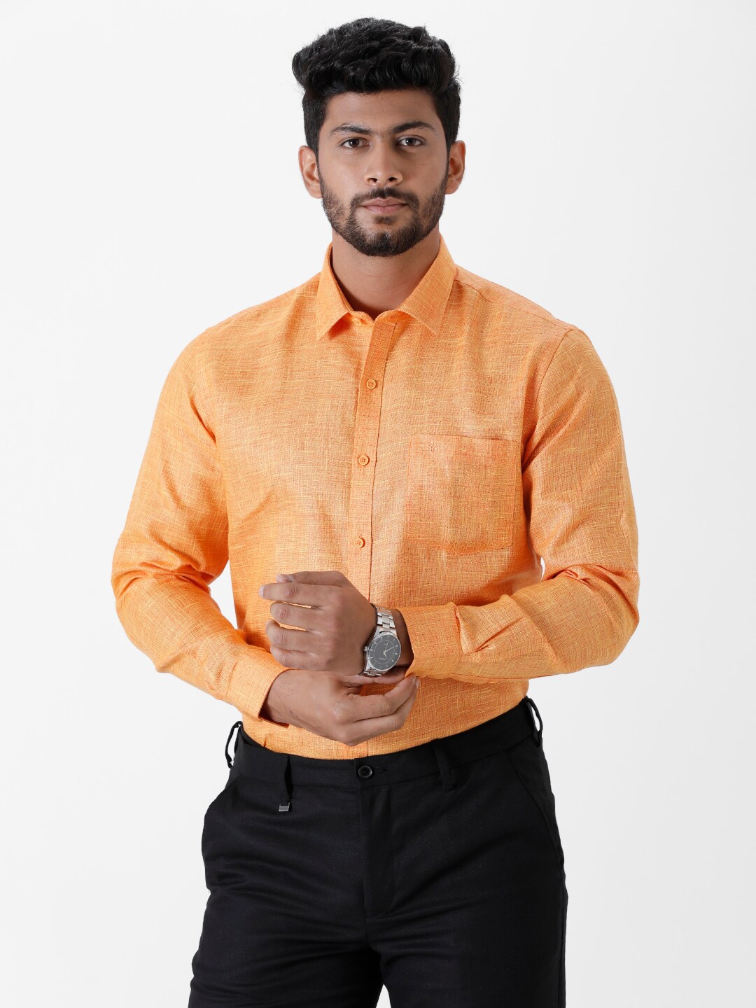 

Ramraj Men Spread Collar Casual Shirt, Orange