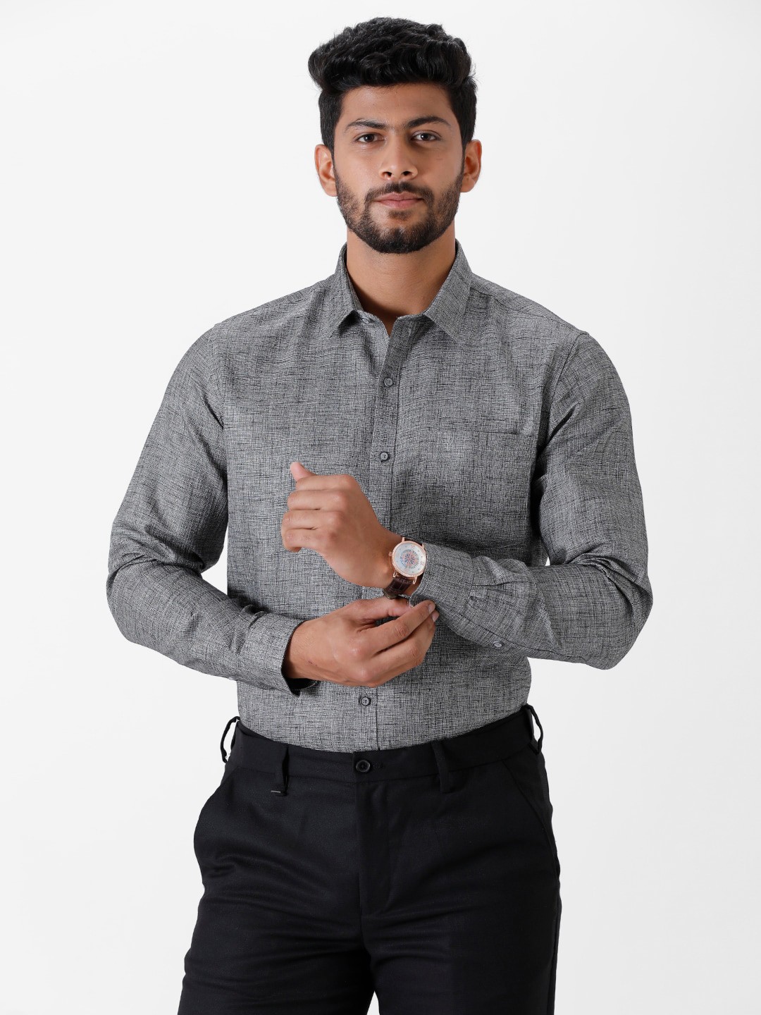 

Ramraj Men Spread Collar Casual Shirt, Grey