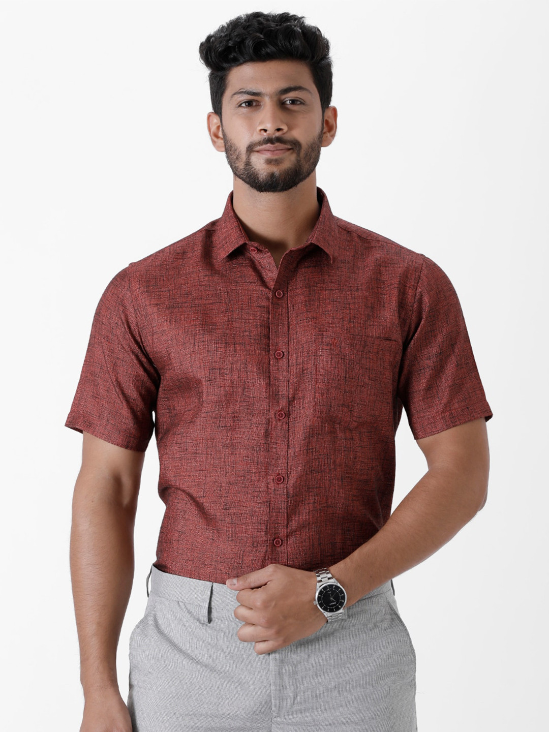 

Ramraj Men Cotton Formal Shirt, Maroon