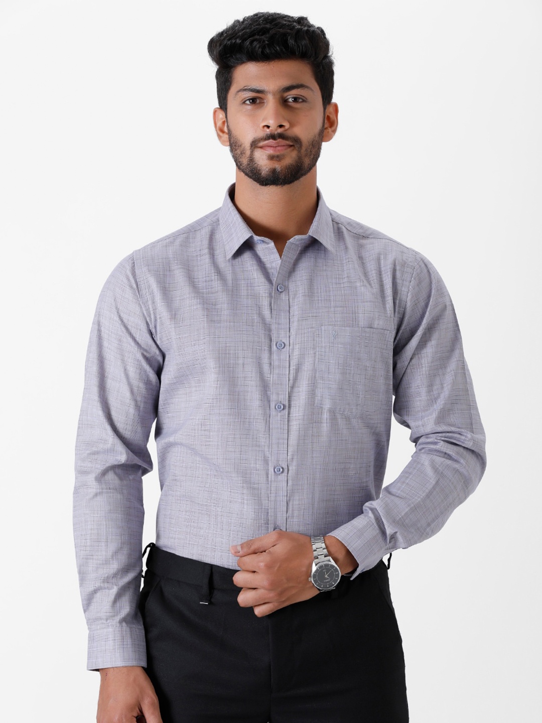 

Ramraj Men Long Sleeves Formal Cotton Shirt, Grey