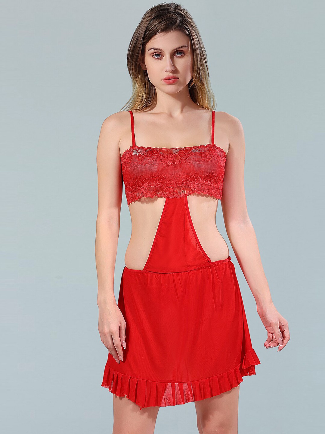 

Be You Red Net Baby Doll