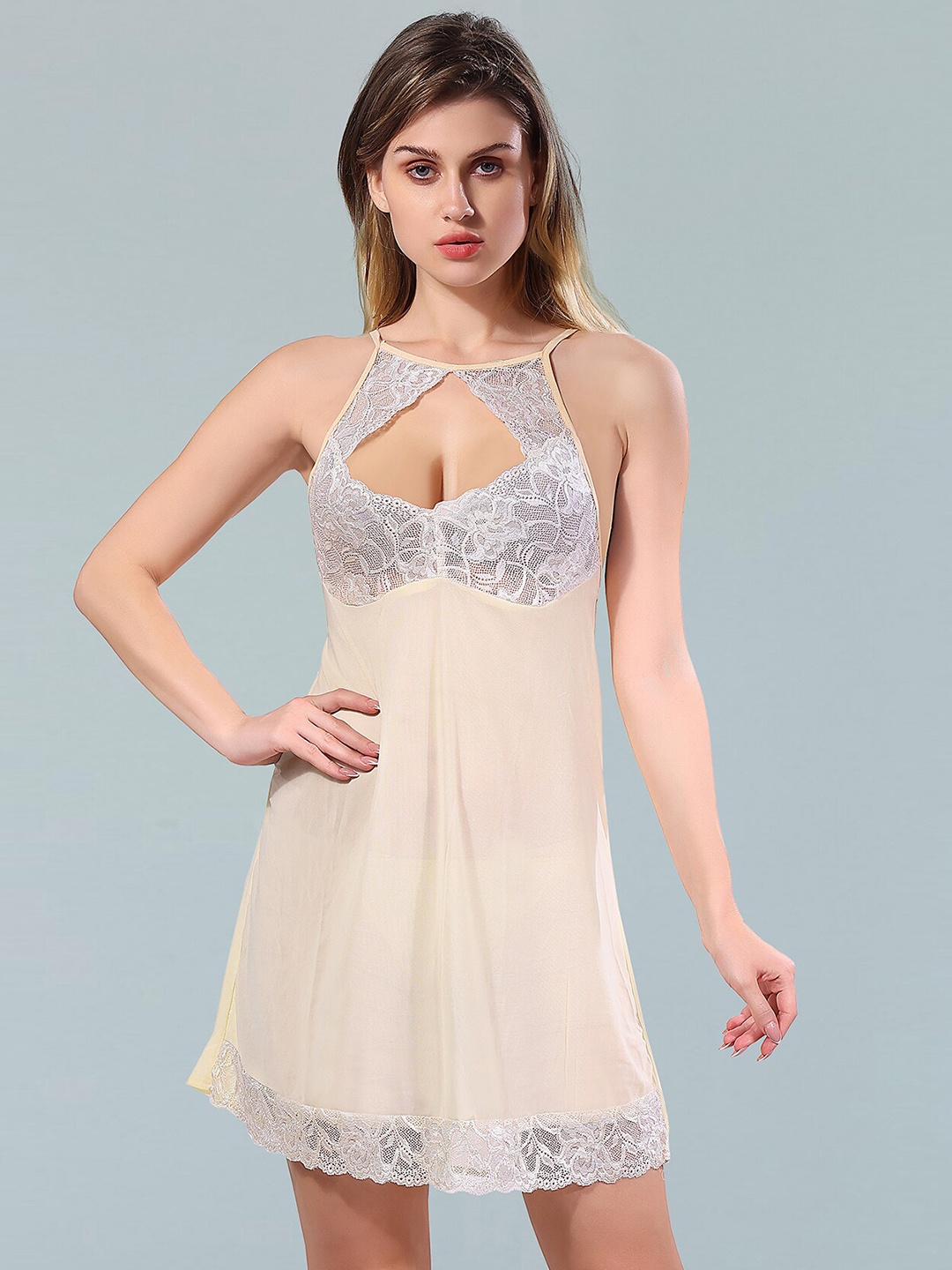 

Be You Cream-Coloured Net Baby Doll