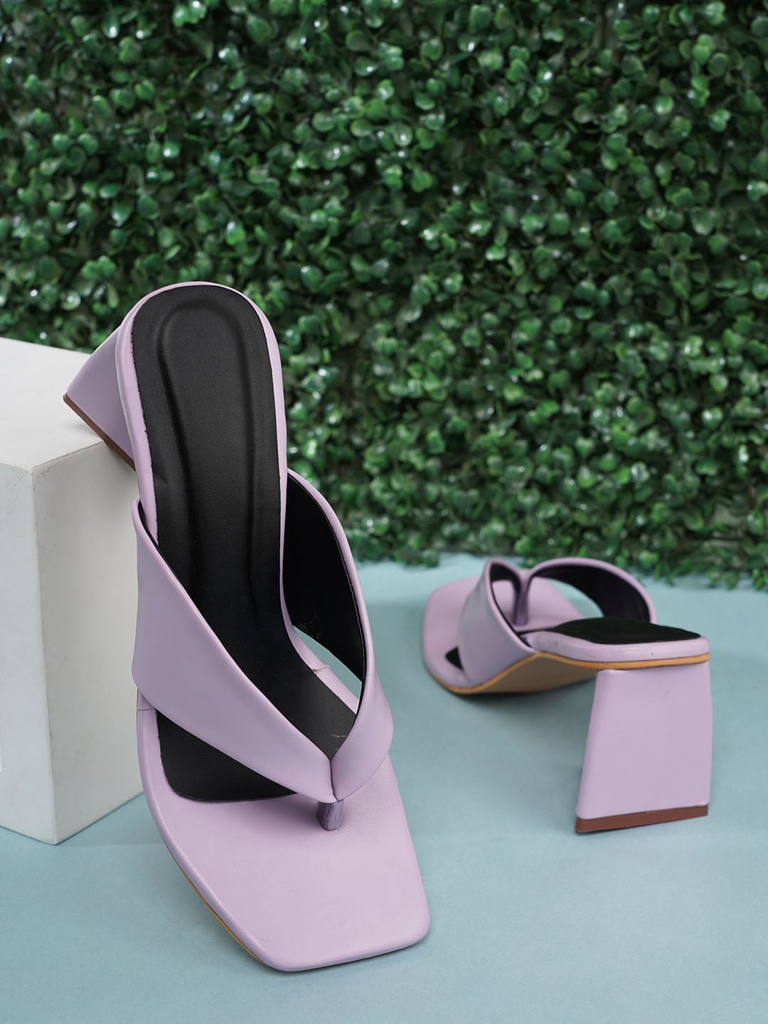 

VAYONAA Open Back Block Heels, Purple