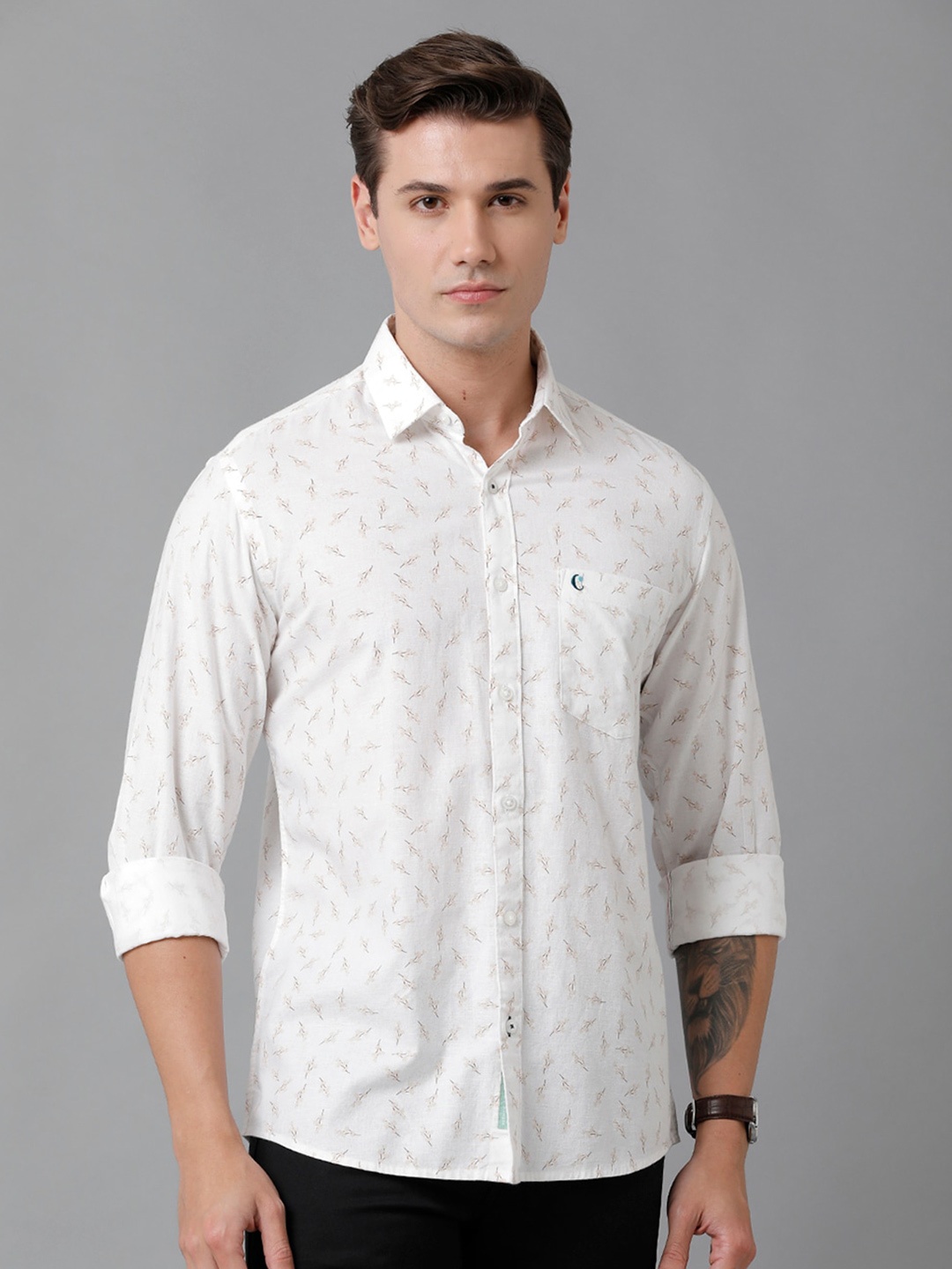

CAVALLO by Linen Club Men White Floral Printed Casual Shirt