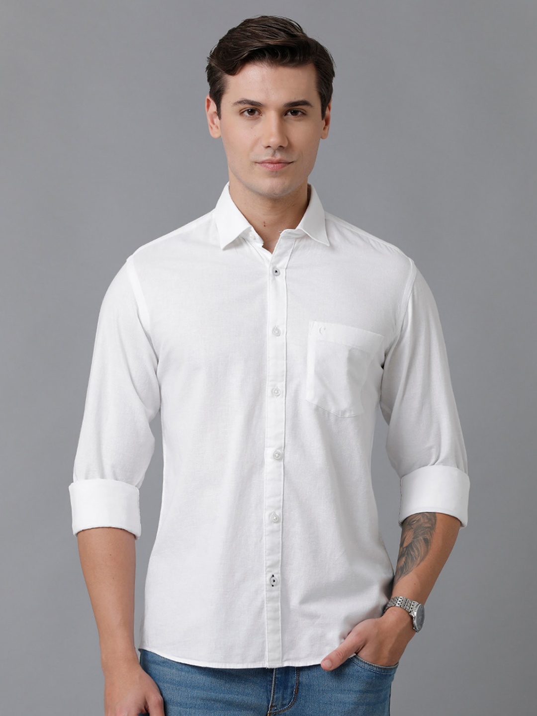 

CAVALLO by Linen Club Men Regular Fit Casual Shirt, White