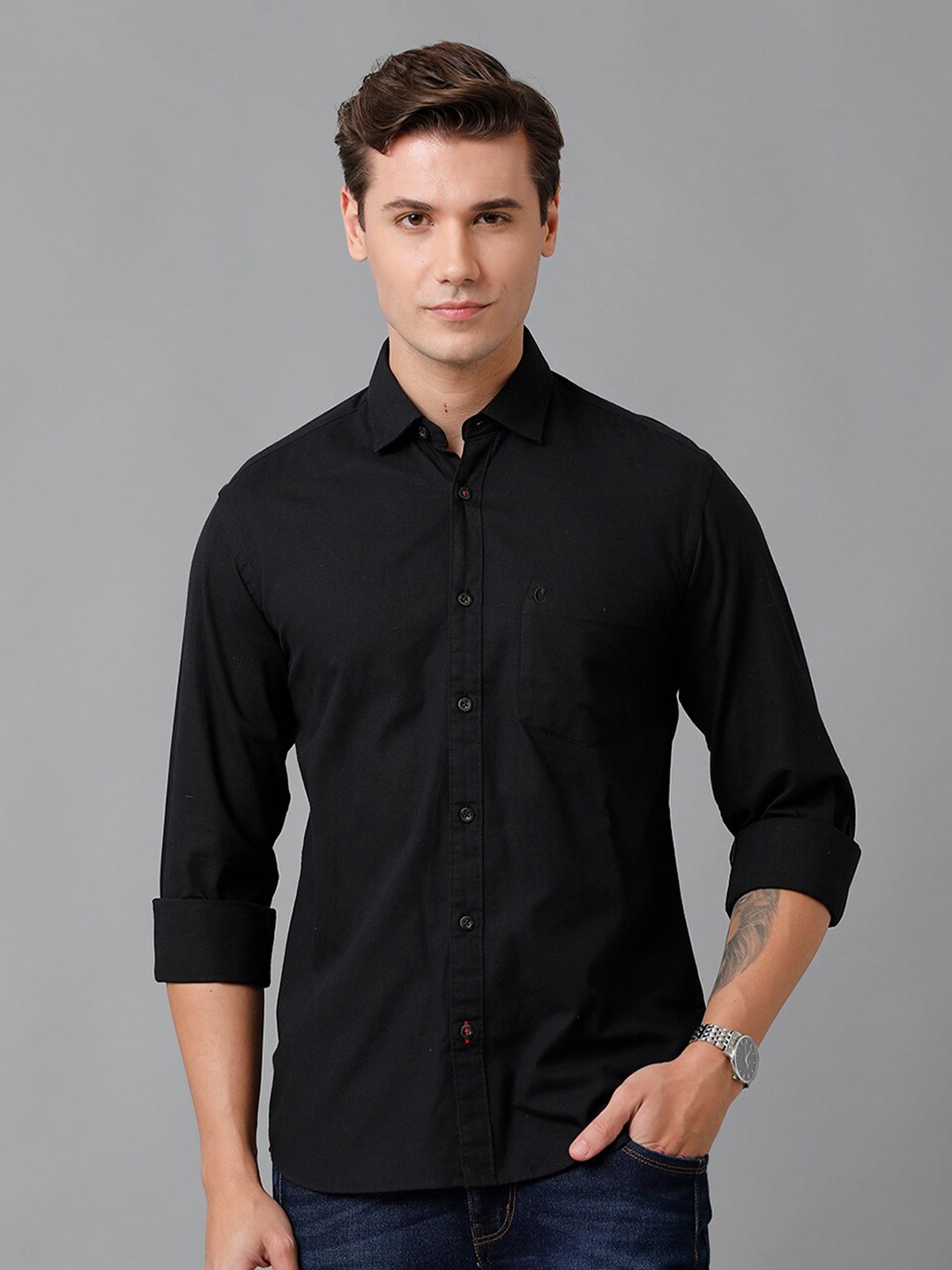 

CAVALLO by Linen Club Men Casual Linen Shirt, Black