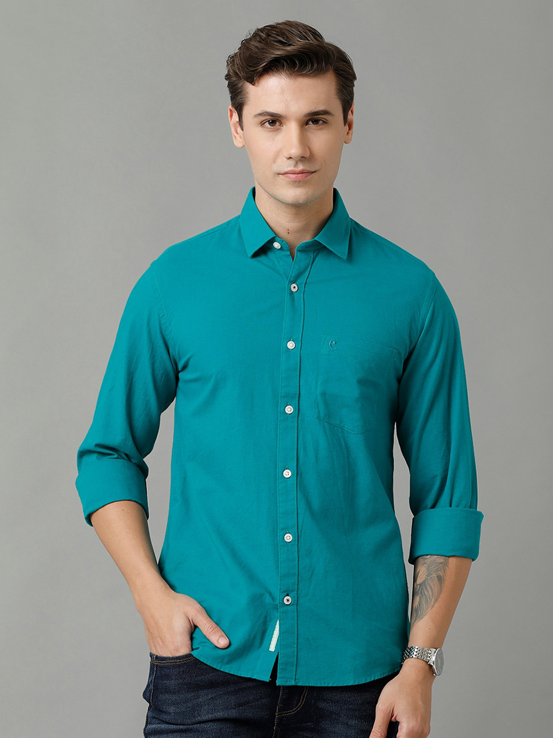 

CAVALLO by Linen Club Men Regular Fit Casual Shirt, Green