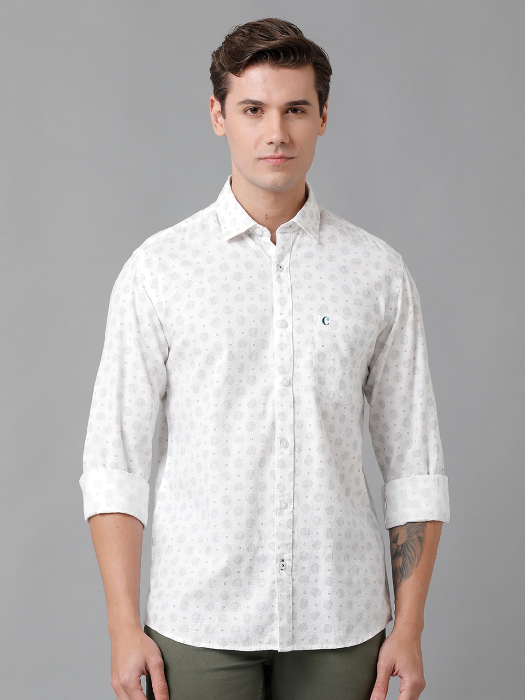 

CAVALLO by Linen Club Men Printed Casual Shirt, Grey