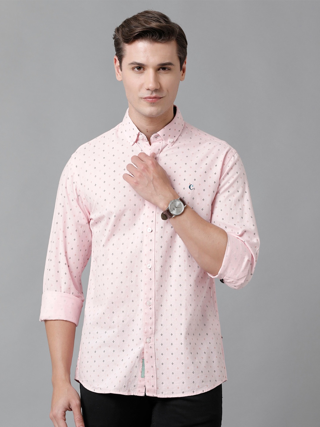 

CAVALLO by Linen Club Men Printed Casual Shirt, Pink