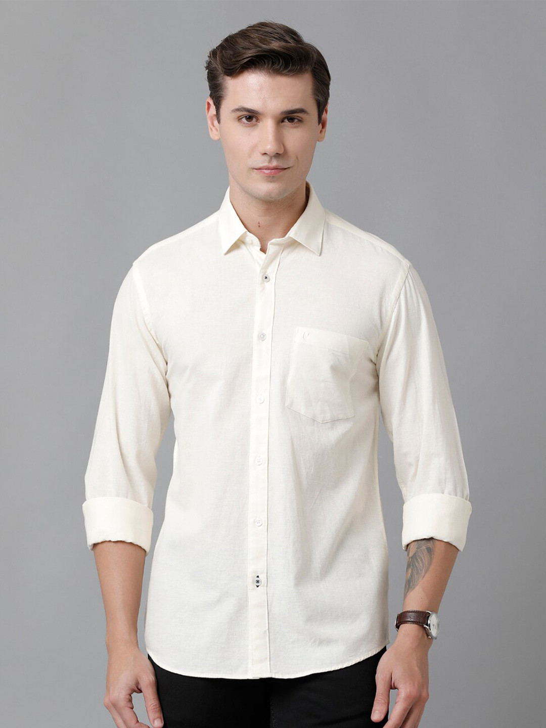 

CAVALLO by Linen Club Men Casual Shirt, Off white