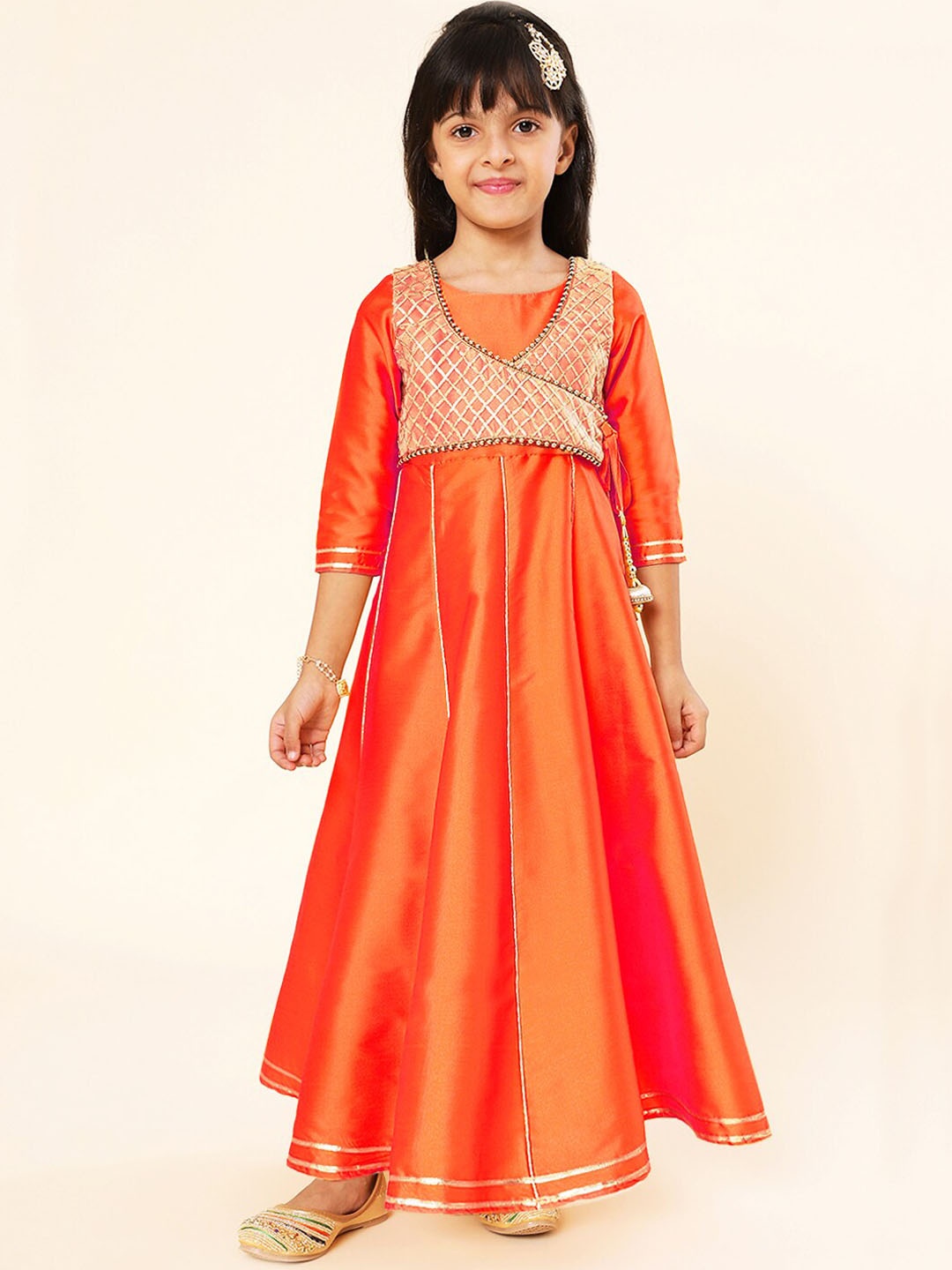 

A.T.U.N. Girls Embellished Gown Maxi Ethnic Dress, Orange