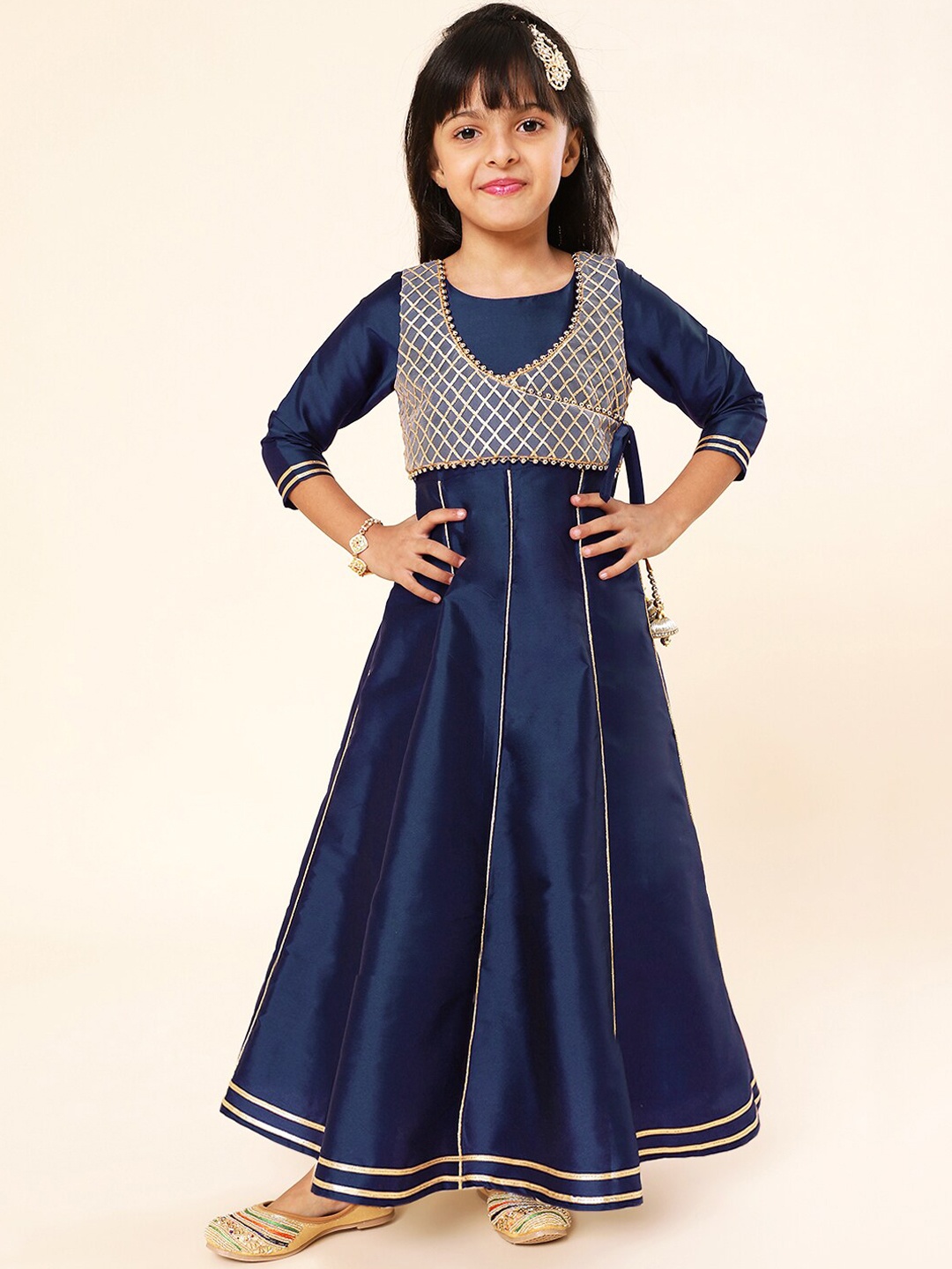 

A.T.U.N. Girls Embellished Gown Maxi Ethnic Dress, Navy blue