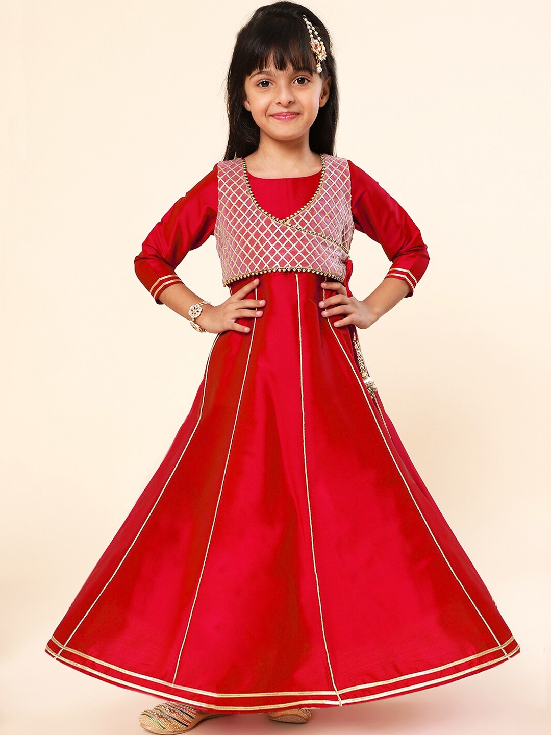 

A.T.U.N. Girls Embellished Gown Maxi Ethnic Dress, Red