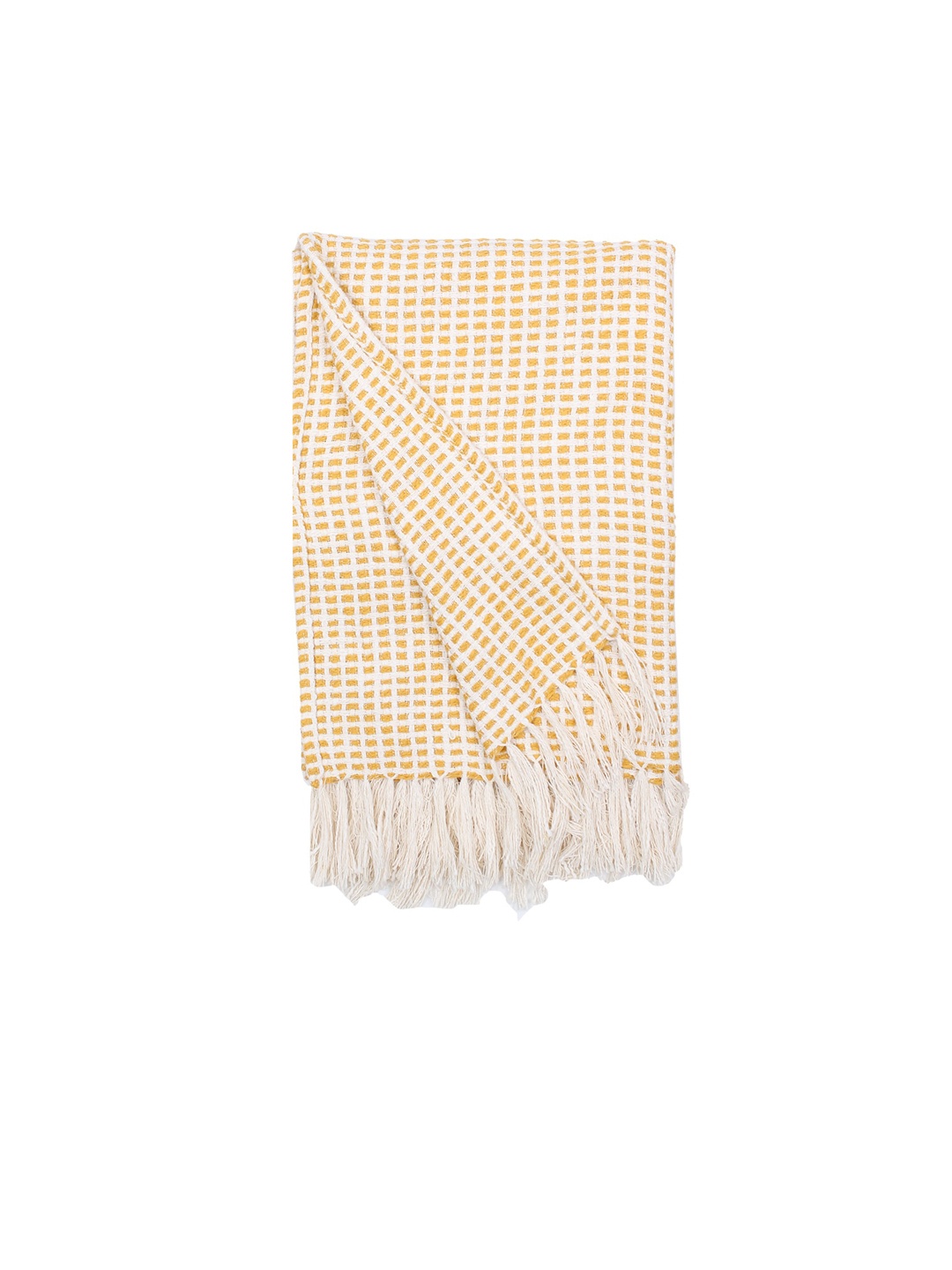 

House This Girnar Yellow Checked Cotton Throw