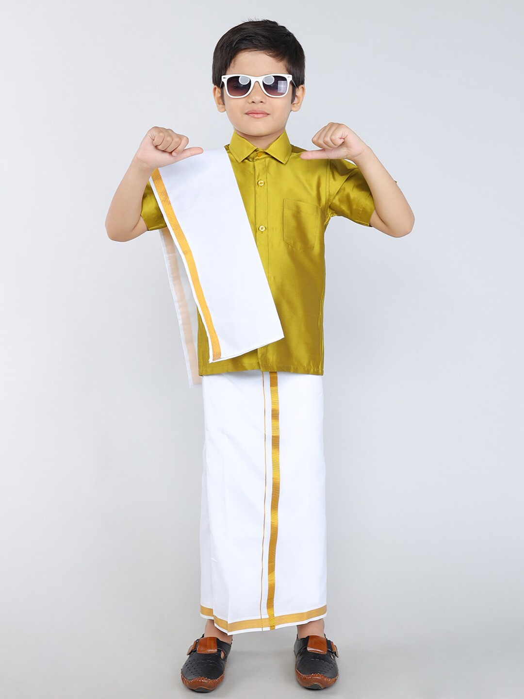 

JBN Creation Boys Mustard & White Shirt