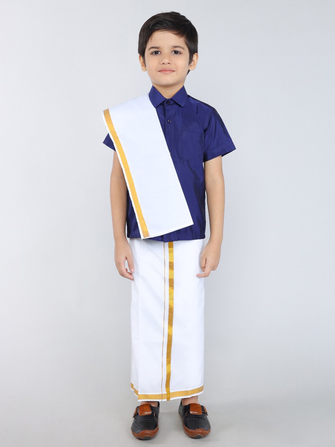 

JBN Creation Boys Navy Blue & White Shirt