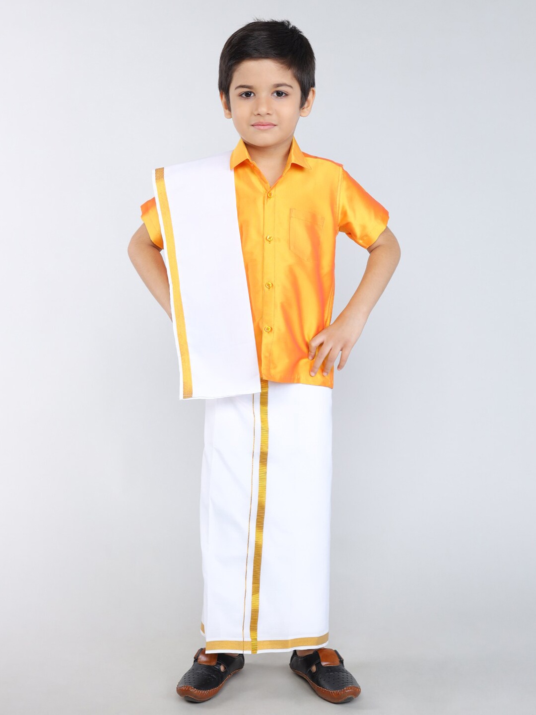 

JBN Creation Boys Orange & White Shirt