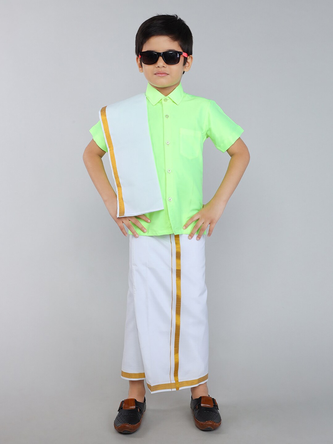 

JBN Creation Boys Fluorescent Green & White Shirt