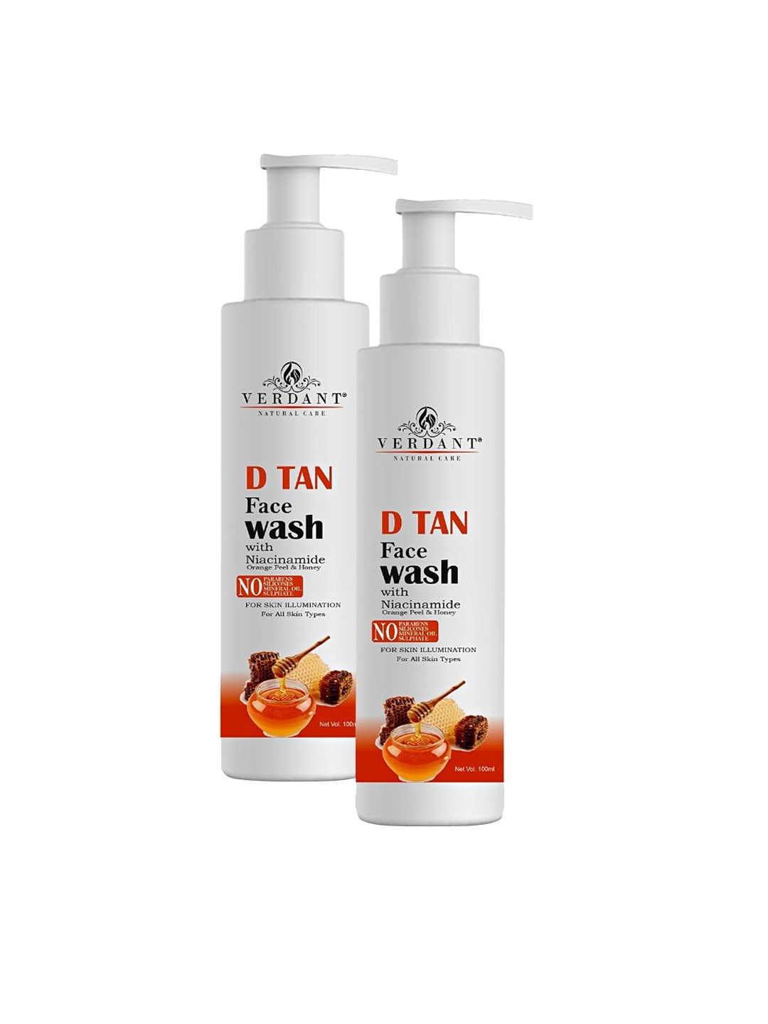 

Verdant Natural Care Set Of 2 D Tan Face Washes - 100 ml Each, White